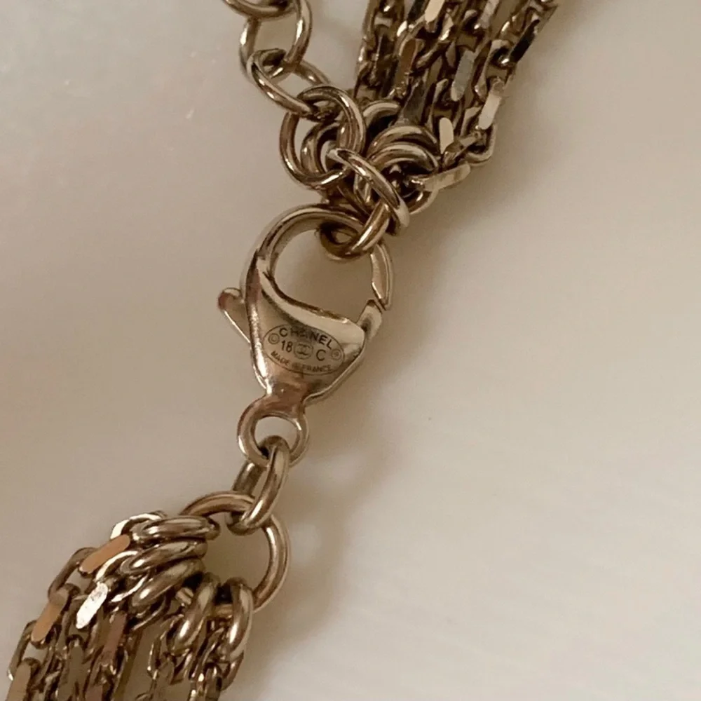 CHANEL Crystal Pearl Multi Strand Chain CC Arrow Necklace Gold - Picture 14 of 16